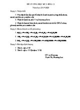 Đề cương ôn tập học kỳ 2 môn Hóa học Lớp 11 - Năm học 2019-2020 - Trịnh Thị Phương Lan